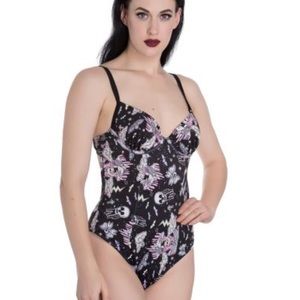 Hell bunny lilibat candy goth one piece swimsuit